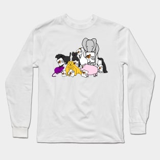 Cute Animals with Thanksgiving  Turkey Greetings Long Sleeve T-Shirt